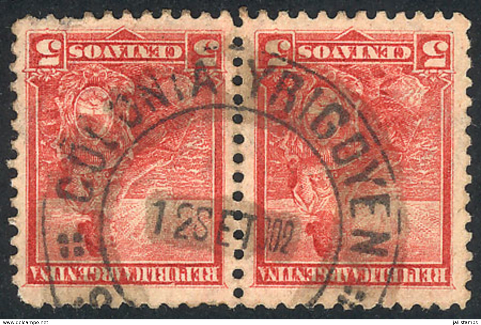 ARGENTINA: GJ.222, Pair With Fantastic Cancel Of COLONIA YRIGOYEN (Buenos Aires??), Excellent! - Autres & Non Classés