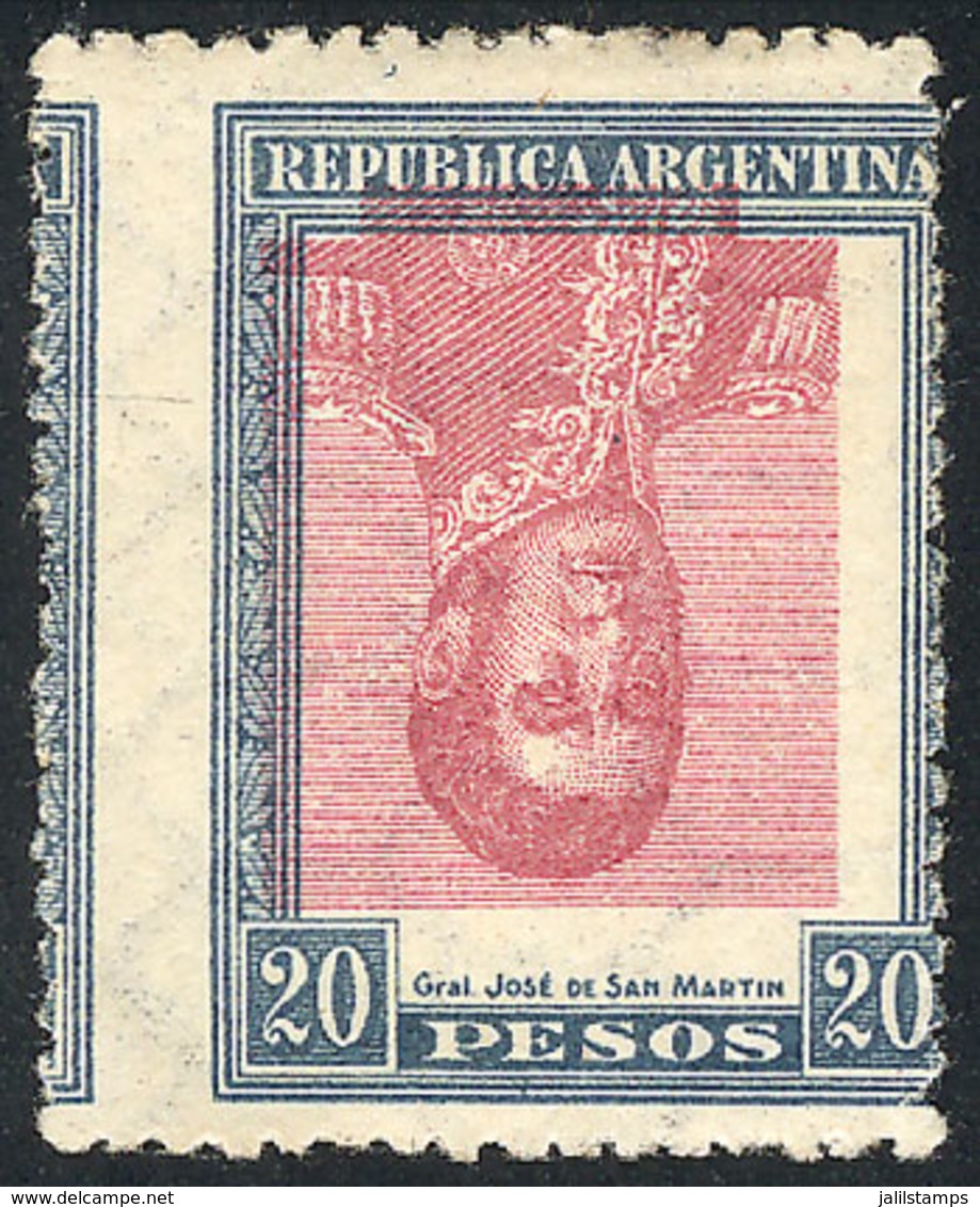 ARGENTINA: GJ.455CI, 1917 20P. San Martín With Variety CENTER INVERTED, Mint Lightly Hinged, Excellent Quality, Rar - Sonstige & Ohne Zuordnung