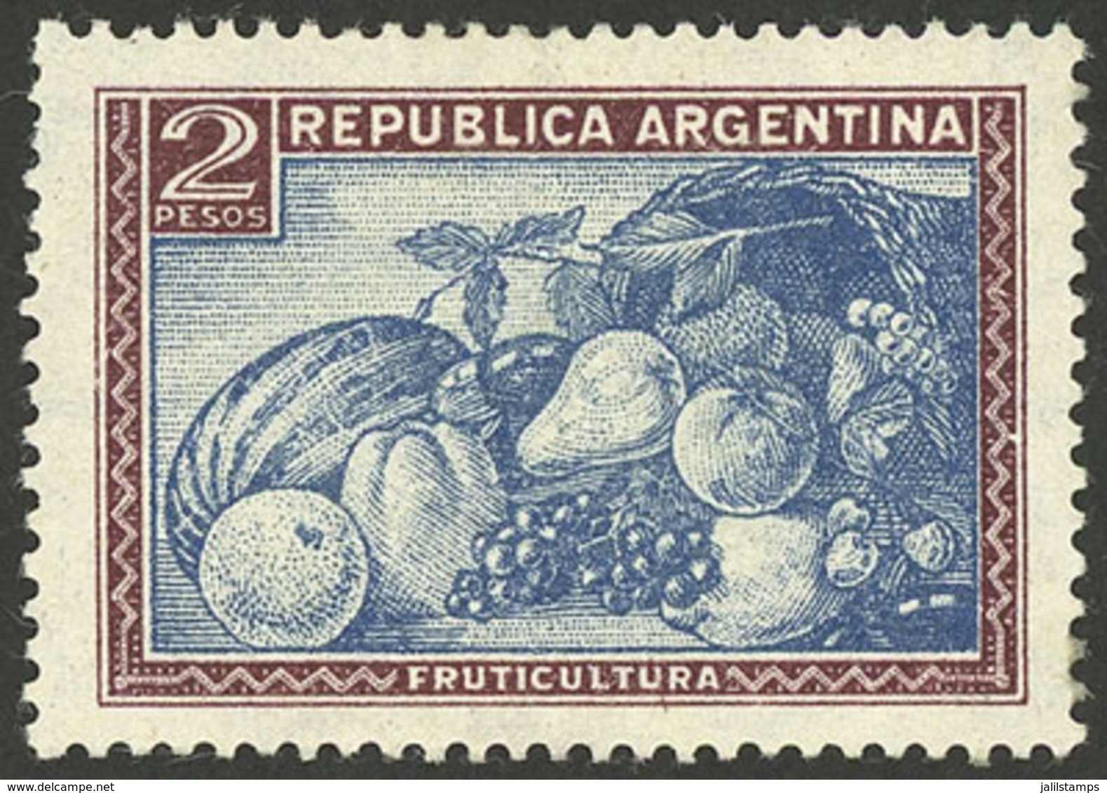 ARGENTINA: GJ.771, 2P. Fruit, Printed On Chalky Paper, With Minor Defects But Of Very Fine Appearance, With Alberto - Autres & Non Classés