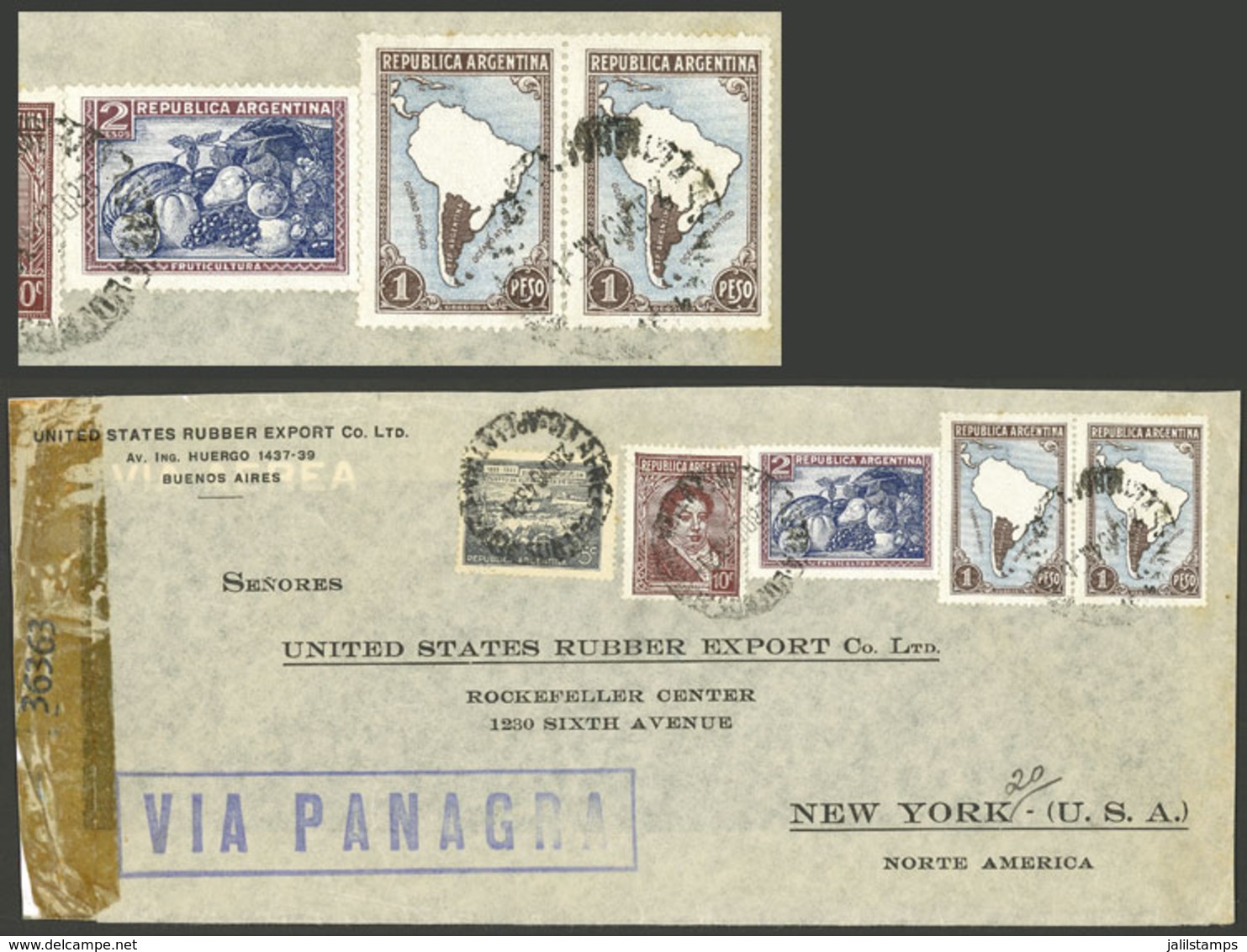 ARGENTINA: RARE STAMP ON COVER: GJ.771, 2P. Fruit Printed On CHALKY PAPER + Other Values (pair GJ.770, Etc., Total - Altri & Non Classificati