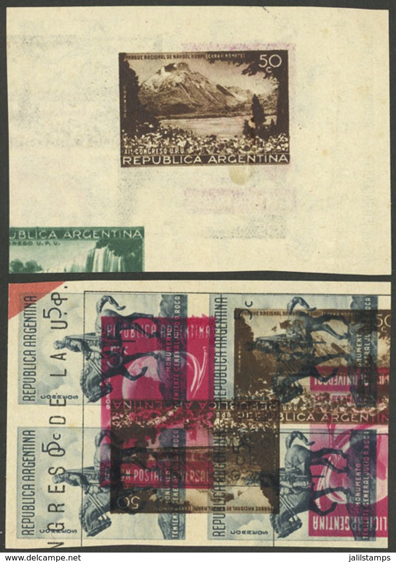 ARGENTINA: GJ.827, 1939 50c. Nahuel Huapí Lake And Bonete Mount, PROOF In The Issued Color Printed On Paper With Se - Autres & Non Classés