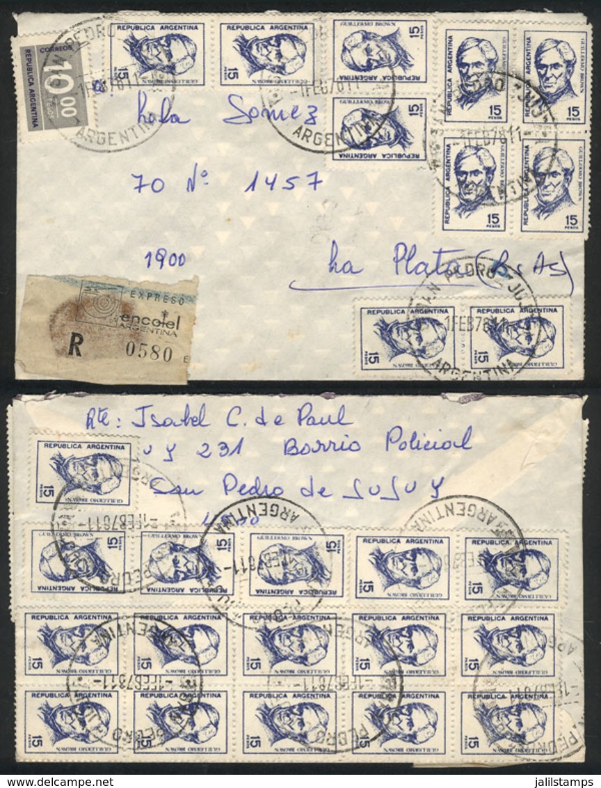 ARGENTINA: GJ.1749, Brown 15P. Blue, 26 Examples (+ 10P. Figures) Franking A Registered Cover Sent From San Pedro ( - Autres & Non Classés