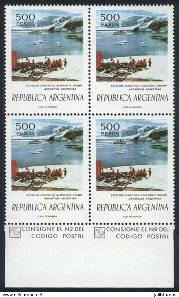 ARGENTINA: GJ.1766, 1977/8 500P. Antarctica WITH WATERMARK Casa De Moneda, Sheet Margin Block Of 4, Mint Never Hing - Autres & Non Classés