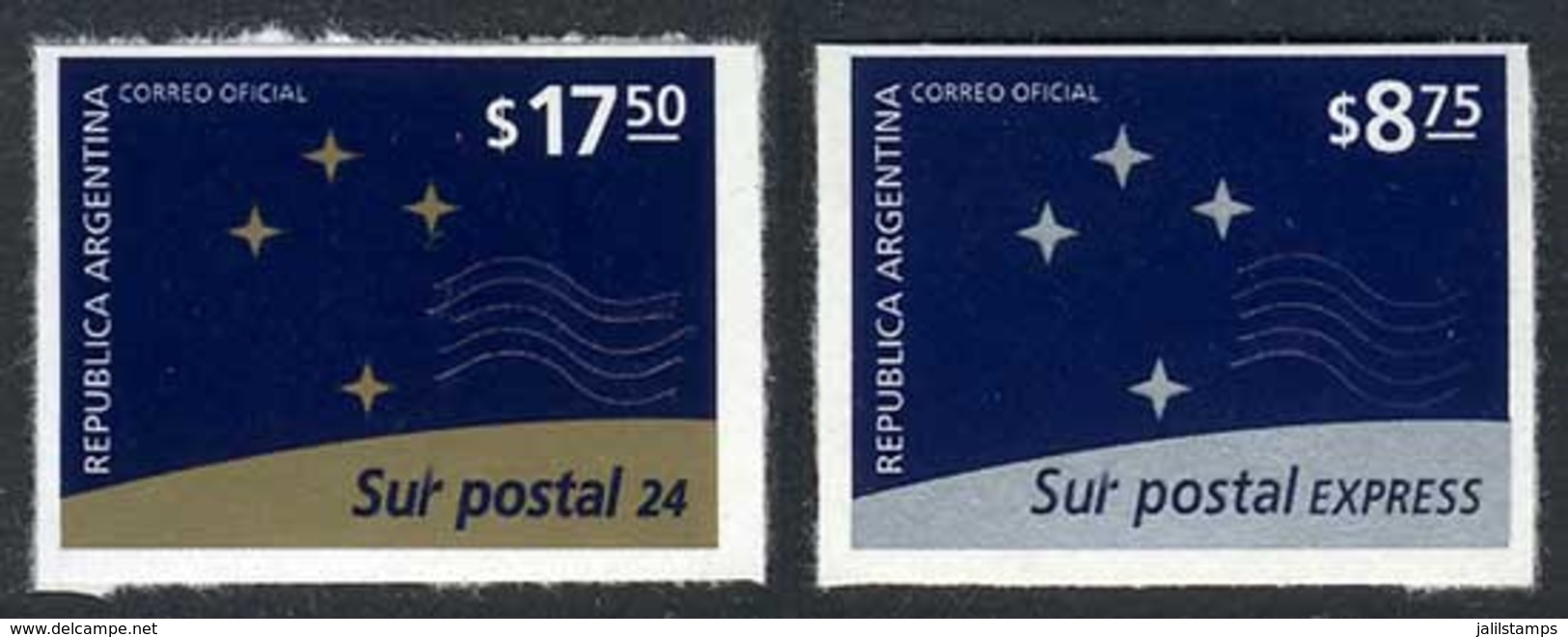 ARGENTINA: GJ.2934/5, 1999 Set Of 2 Self-adhesive Values For "Sur Postal" Express Mail, VF Quality. Catalog Value U - Autres & Non Classés