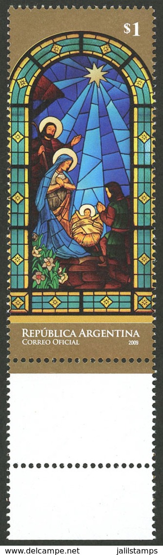 ARGENTINA: GJ.3780, 2009 Christmas, WITH SMALL LABEL BELOW, Rare, VF Quality! - Other & Unclassified