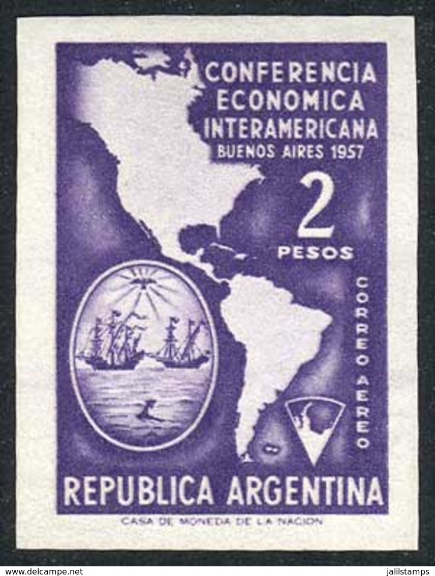 ARGENTINA: GJ.1083, Interamerican Economic Conference, TRIAL COLOR PROOF In Violet, Imperforate, On Normal Gummed And Wa - Posta Aerea