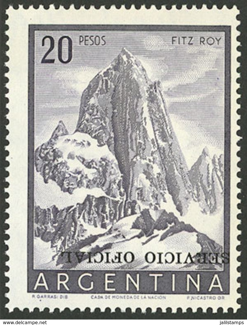 ARGENTINA: GJ.725a, 20P. Fitz Roy With INVERTED OVERPRINT, MNH (+50%), Superb! - Blocs-feuillets