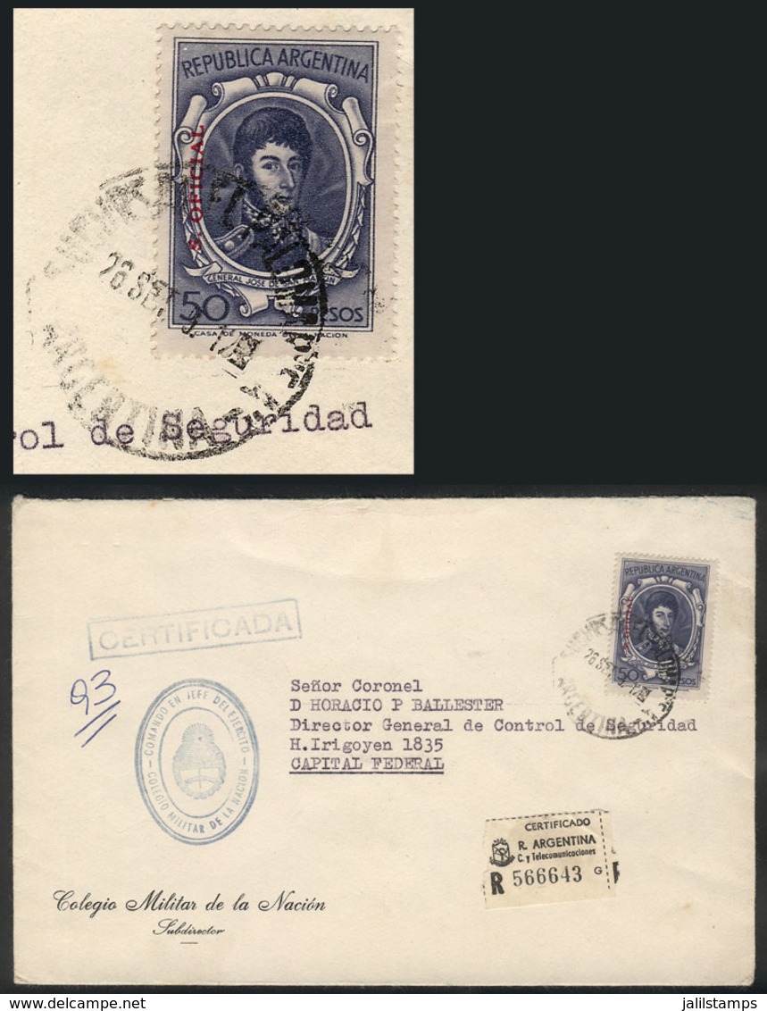 ARGENTINA: GJ.765, 50P. San Martín With Red Overprint, Franking ALONE A Registered Cover Used In Buenos Aires, Exc - Blocs-feuillets