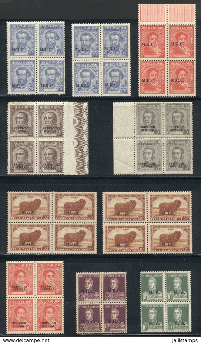 ARGENTINA: Lot Of More Than 30 Unused Blocks Of 4, Most Unmounted And Of VF Quality. It Includes Some Very Scarce - Blocks & Sheetlets