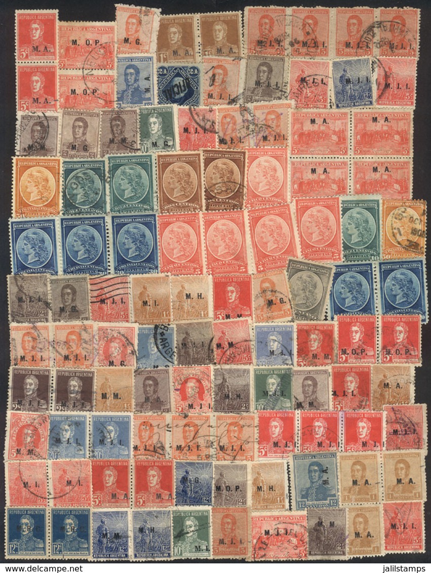 ARGENTINA: Several Hundreds Official Stamps Inside An Envelope, Used Or Mint (many MNH!), In General Of Very Fine - Blocks & Kleinbögen