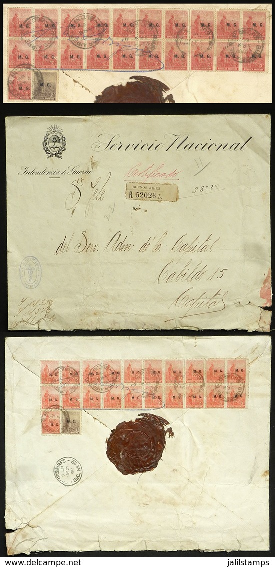 ARGENTINA: Registered Cover Used In Buenos Aires On 21/NO/1913, With Postage Of The Ministry Of W - Dienstmarken