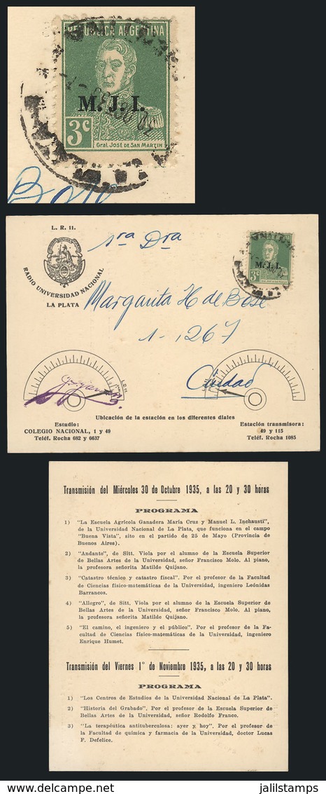 ARGENTINA: Advertising Card Of A Radio Program Of Radio De La Universidad Nacional De La Plata, Used Locally W - Officials