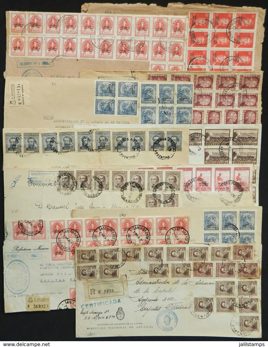 ARGENTINA: 11 Covers With Spectacular Postages, Some May Bear The LARGEST AMOUNT Of A Stamp On Cover, Excellent Quali - Servizio