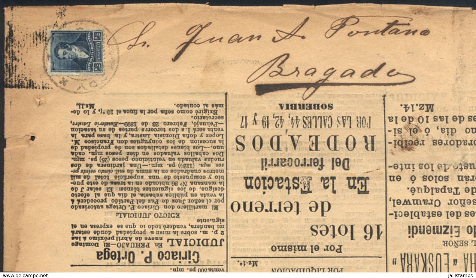 ARGENTINA: Newspaper "El Nacional" Of Chivilcoy, Posted To Bragado On 18/MAR/1899 Franked With ½c. (GJ.174 ALONE), - Autres & Non Classés