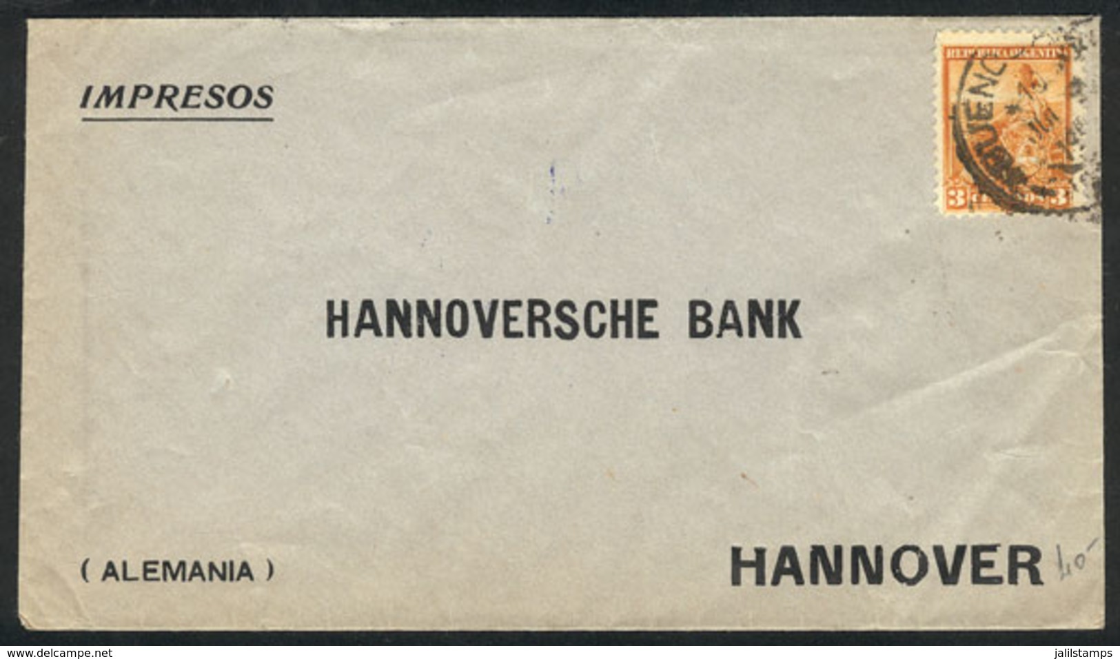 ARGENTINA: RARE Rate For Printed Matter Sent Overseas: Cover Sent To Germany (unsealed, With Printed Matter) On 9/J - Altri & Non Classificati