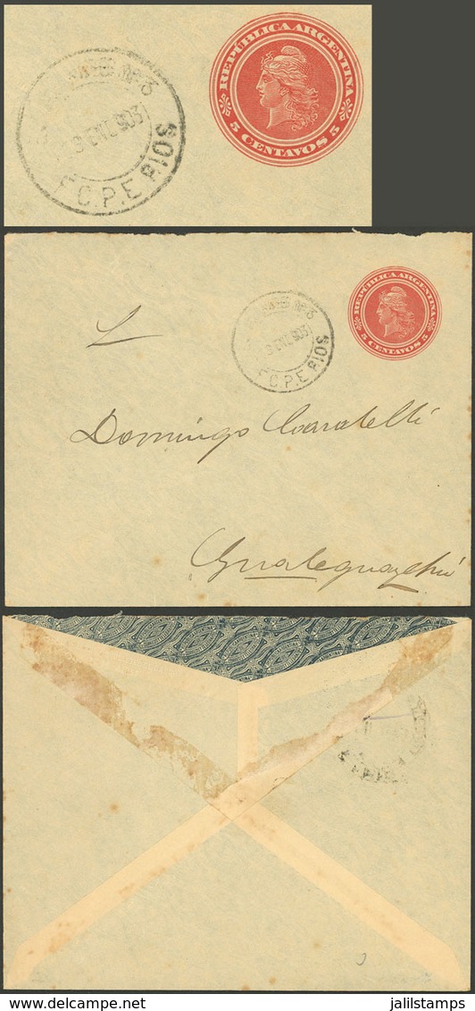 ARGENTINA: 5c. Stationery Envelope Sent To Gualeguaychú On 13/JA/1903, With Cancel Of "ESTAFETA AMBULANTE Nº3 - F.C - Altri & Non Classificati