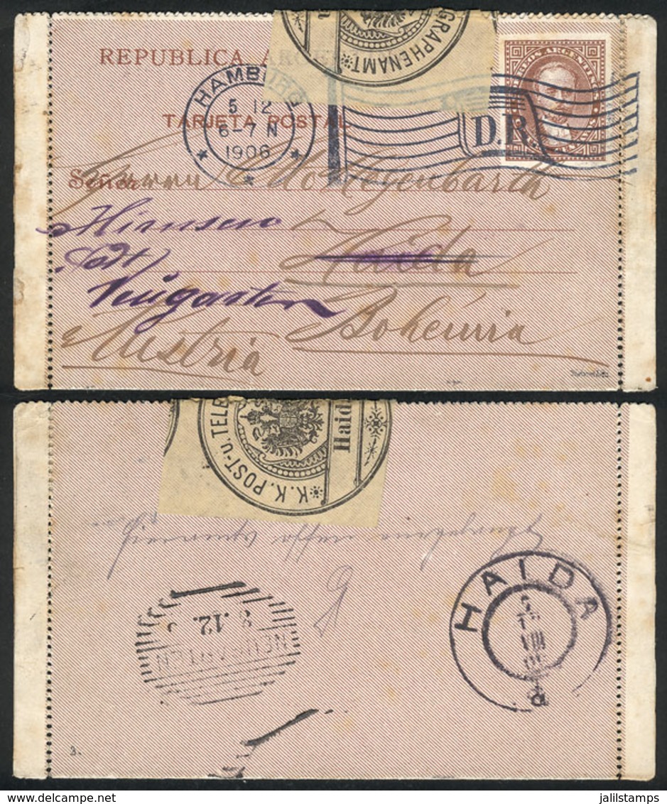 ARGENTINA: 4c. "Kidd" Lettercard Sent To Austria, With German Cancel Of HAMBURG 5/DE/1906, Official Seal And Datest - Andere & Zonder Classificatie