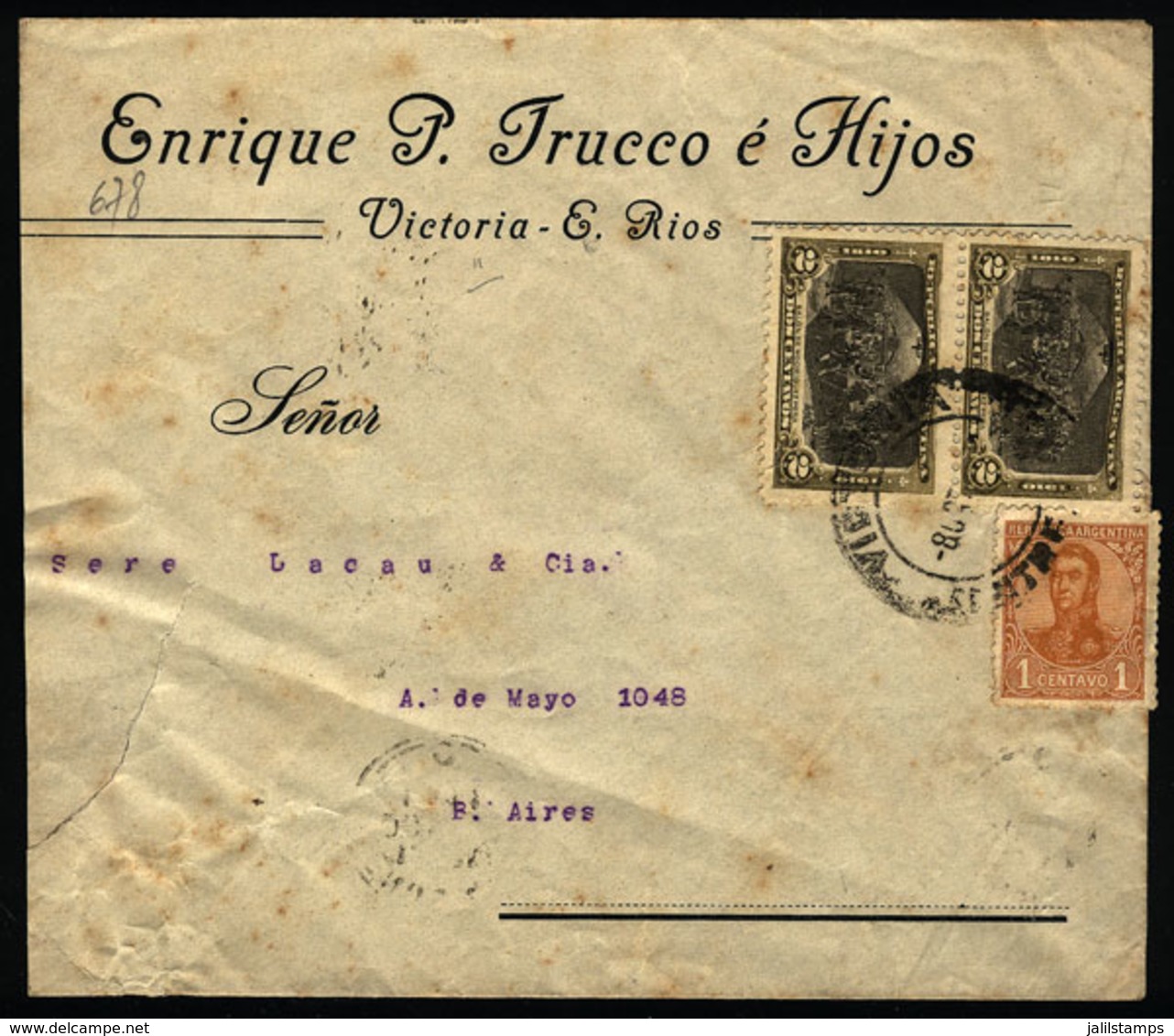 ARGENTINA: Cover With Corner Card And On Back Advertising For Yerba Mate, Sent From "VICTORIA" (Entre Rios) To Buen - Autres & Non Classés