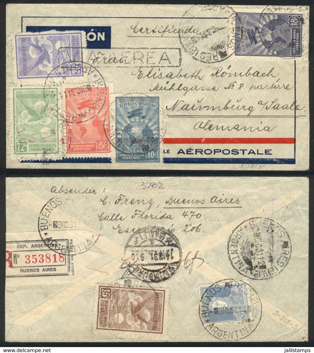 ARGENTINA: Registered Airmail Cover Sent From Buenos Aires To Germany On 3/DE/1931 With Very Nice Postage Of 1.60P. - Altri & Non Classificati