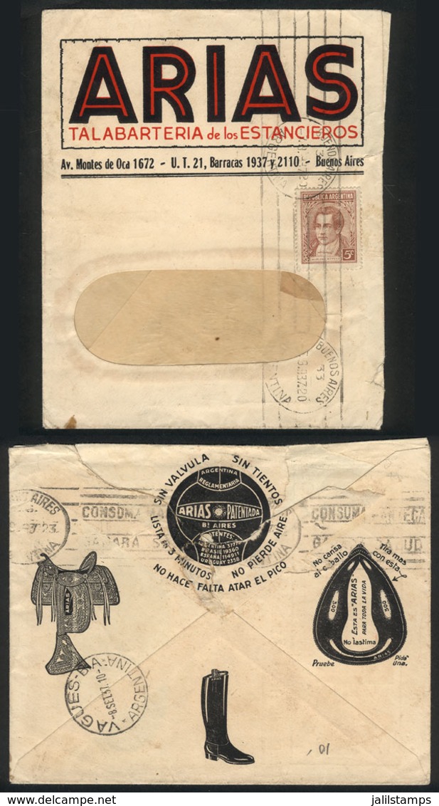 ARGENTINA: Cover With Nice Printed Advertisement On Front And Back: Arias, Talabartería De Los Estancieros", Used O - Altri & Non Classificati