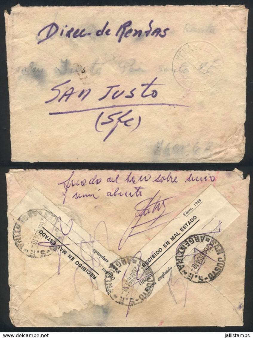 ARGENTINA: DAMAGED COVER: Cover Sent From VERA Y PINTADO (Santa Fe) To San Justo On 24/AP/1954, With Evident Signs - Autres & Non Classés