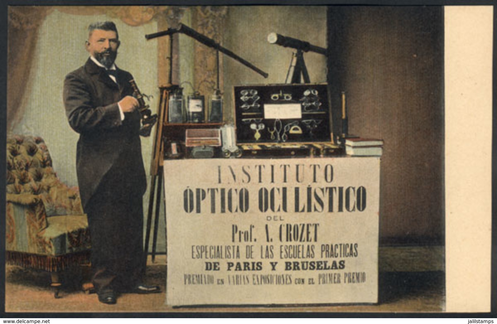 ARGENTINA: Rare Advertising PC Of The Optical Institute Of Proffesor L. Crozet, Excellent Quality, Circa 1910, Very Nice - Argentina