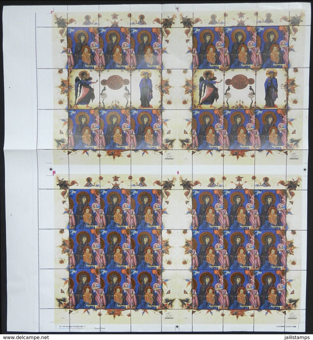ARMENIA: Sc.816, 2009 Christmas, Large Sheet Containing 4 Panes Of 9 Stamps Each + Gutters, MNH, Excellent Qualit - Arménie