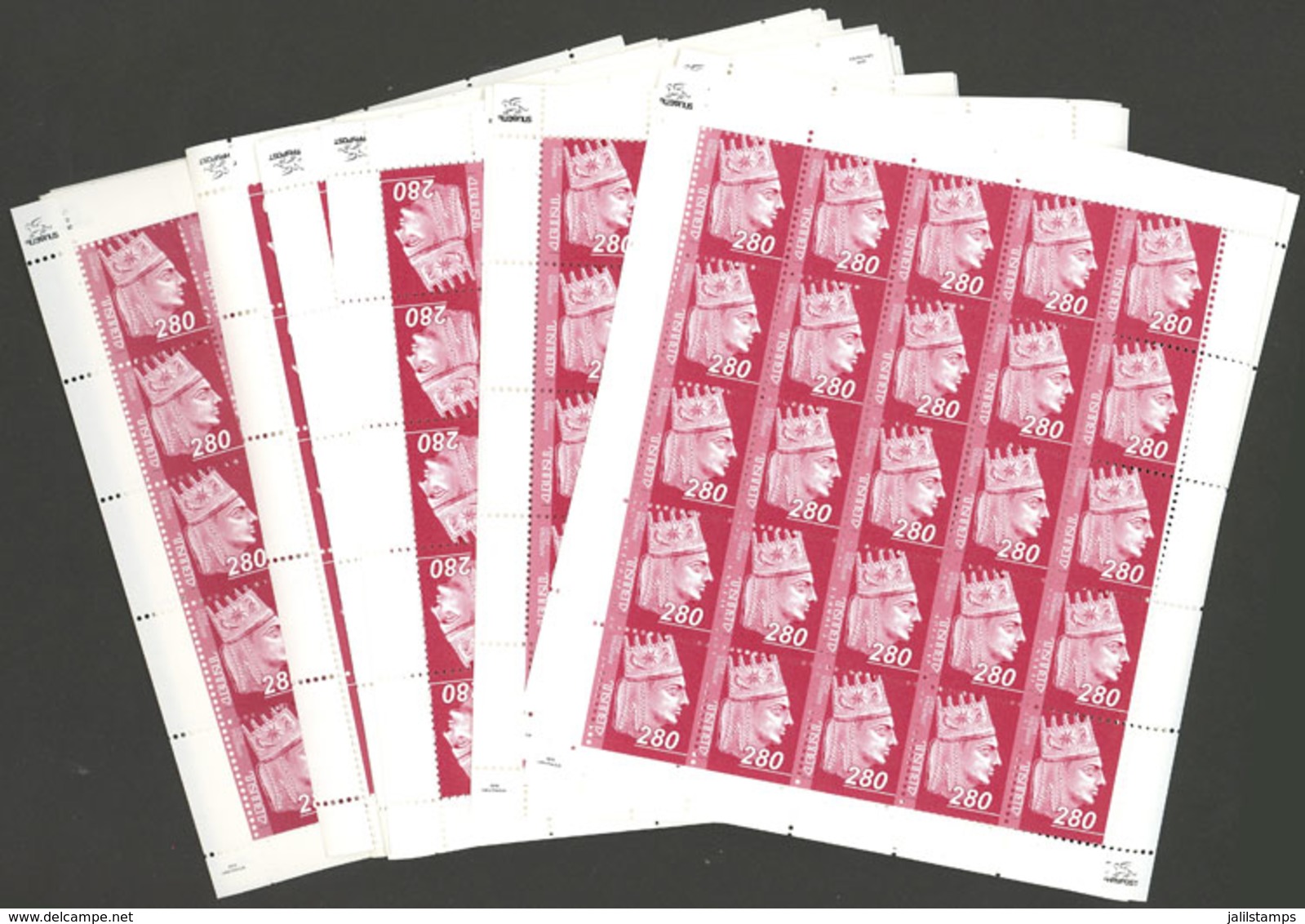 ARMENIA: Sc.827, 2010 280d. King Tigran The Great, 50 Sheets Of 25 Stamps Each (in Total 1,250 Stamps), MNH - Armenien