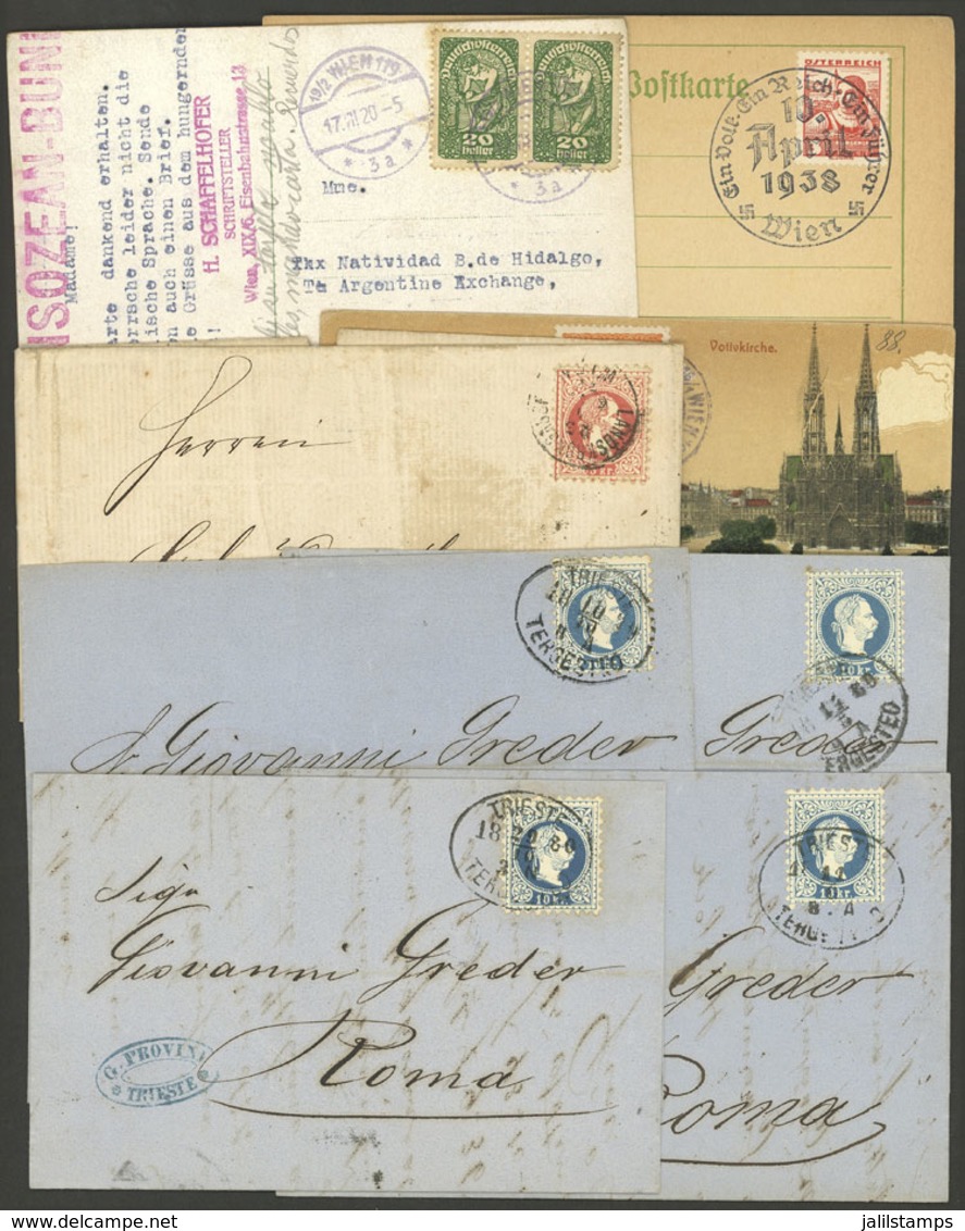 AUSTRIA: 4 Letters Or Folded Covers Sent In 1880 From Trieste To Roma + Another Very Old Letter + 3 Cards, Intere - Sonstige & Ohne Zuordnung