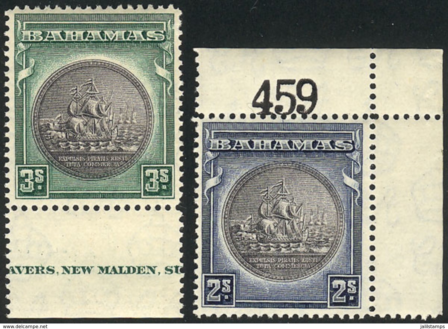 BAHAMAS: Sc.88 + 89, 1930 The 2 High Values Of The Set, With Sheet Margin And Corner, MNH, Excellent Quality! - Sonstige & Ohne Zuordnung