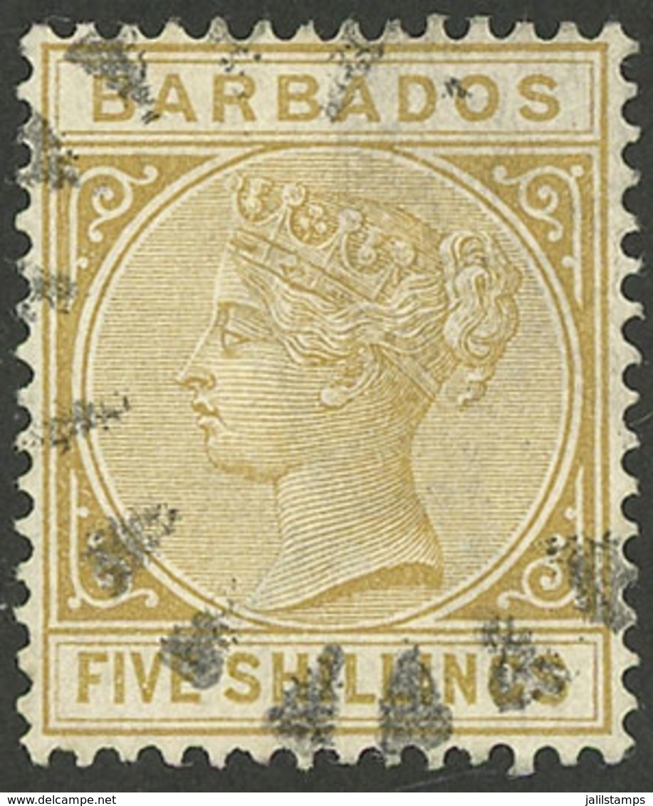 BARBADOS: Sc.68, 1882/5 Victoria 5S. Bistre, Used, Excellent Quality! - Barbados (...-1966)