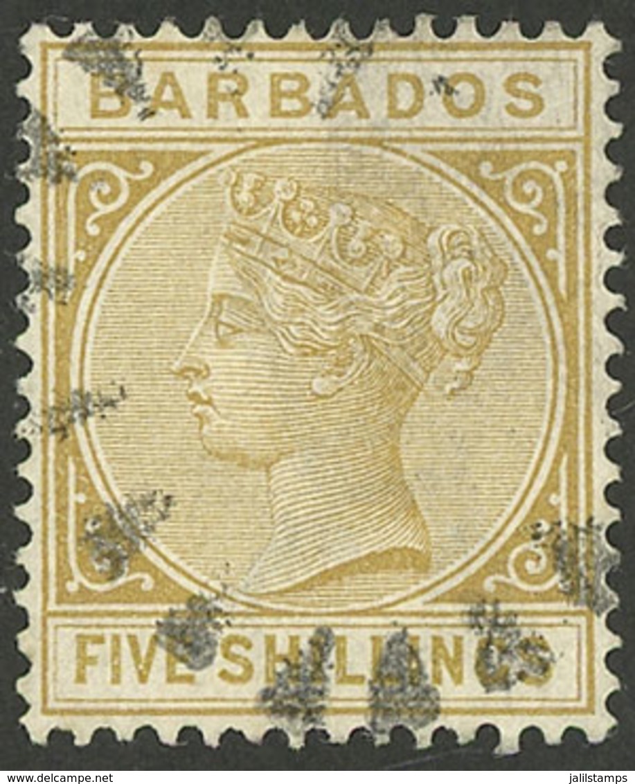 BARBADOS: Sc.68, 1882/5 Victoria 5S. Bistre, Used, Excellent Quality! - Barbades (...-1966)