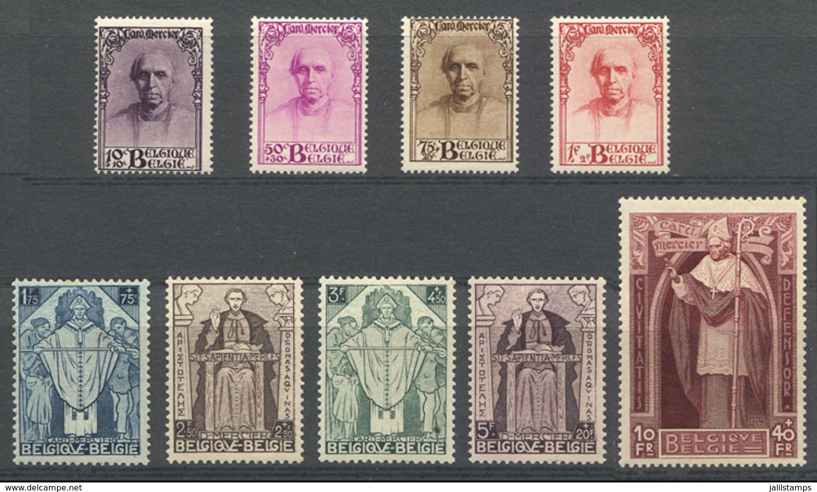 BELGIUM: Sc.B114/B122, 1932 Cardinal Mercier, Complete Set Of 9 Values, VF Quality, Catalog Value US$573+ - Sonstige & Ohne Zuordnung