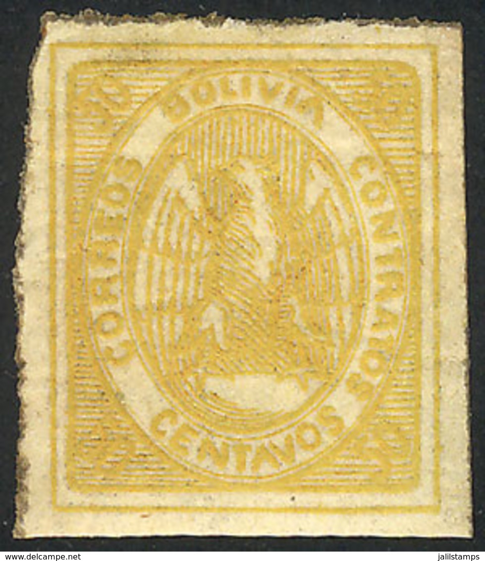 BOLIVIA: Sc.5, 1867/8 Condor 50c. Orange, Mint Original Gum, VF Quality! - Bolivia