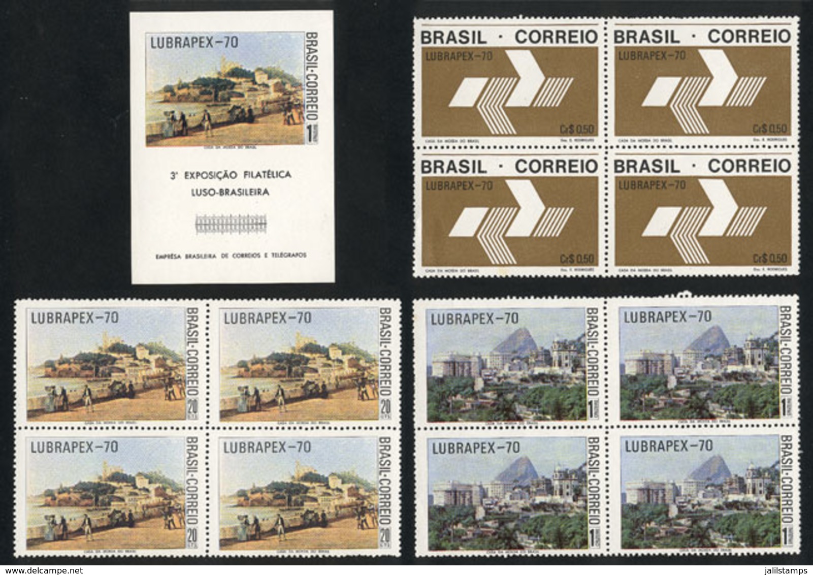 BRAZIL: Sc.1176/8 In Blocks Of 4 + Souvenir Sheet 1179, Lubrapex 70 Exposition, Catalog Value US$83. - Sonstige & Ohne Zuordnung