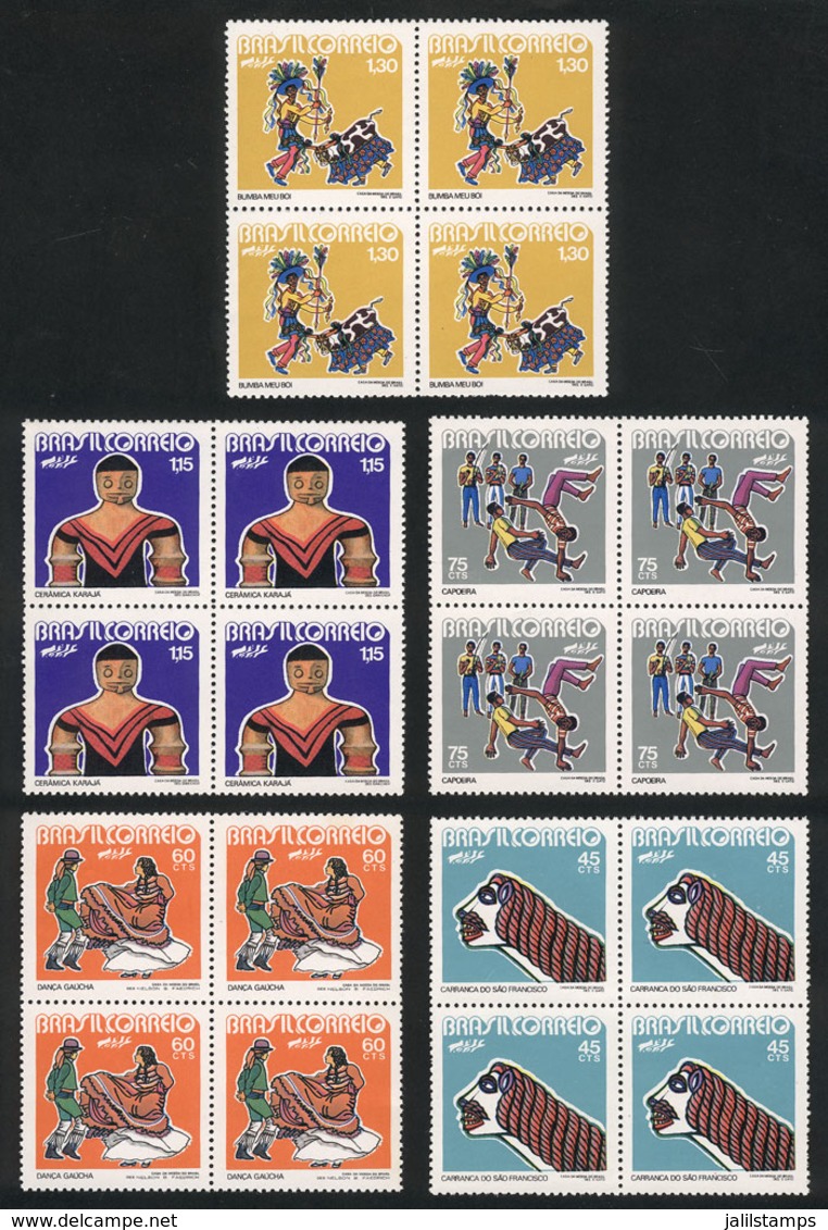 BRAZIL: Sc.1234/8, 1972 Art, Folklore, Complete Set Of 5 Values In Blocks Of 4, VF Quality! - Sonstige & Ohne Zuordnung