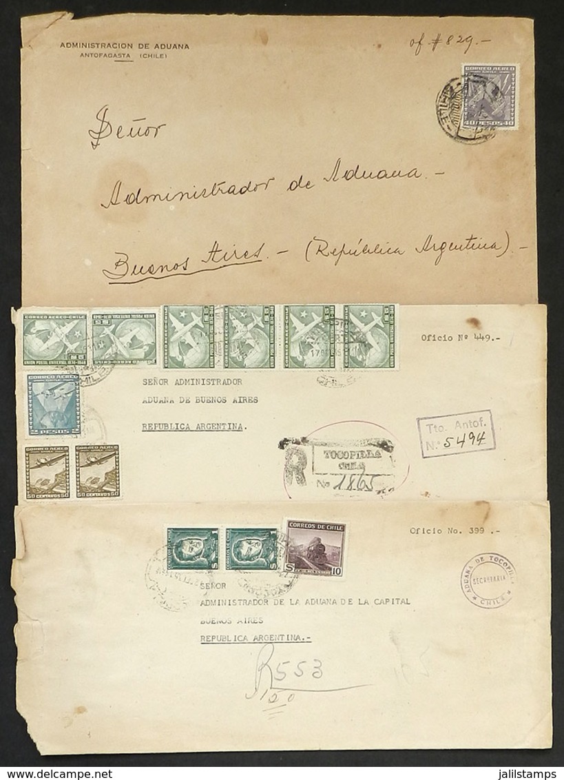 CHILE: 11 Official Covers Sent To Argentina In The 1950s (mostly), Very Interesting Postages, Good Lot For The - Cile