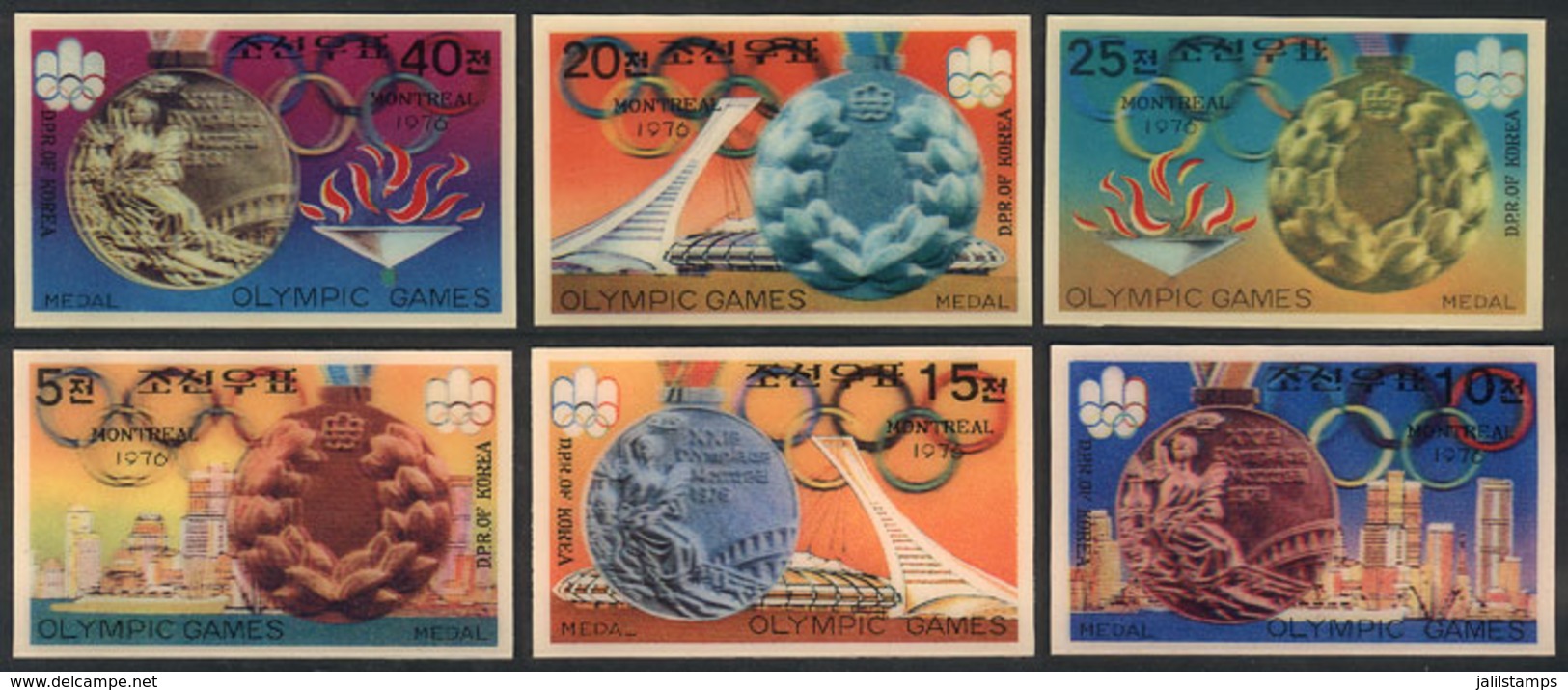 NORTH KOREA: Yvert 1411G/M, 1976 Medals Of The Montreal Olympic Games, Compl. Set Of 6 3-D Self-adhesive Values, MNH, - Corea Del Nord