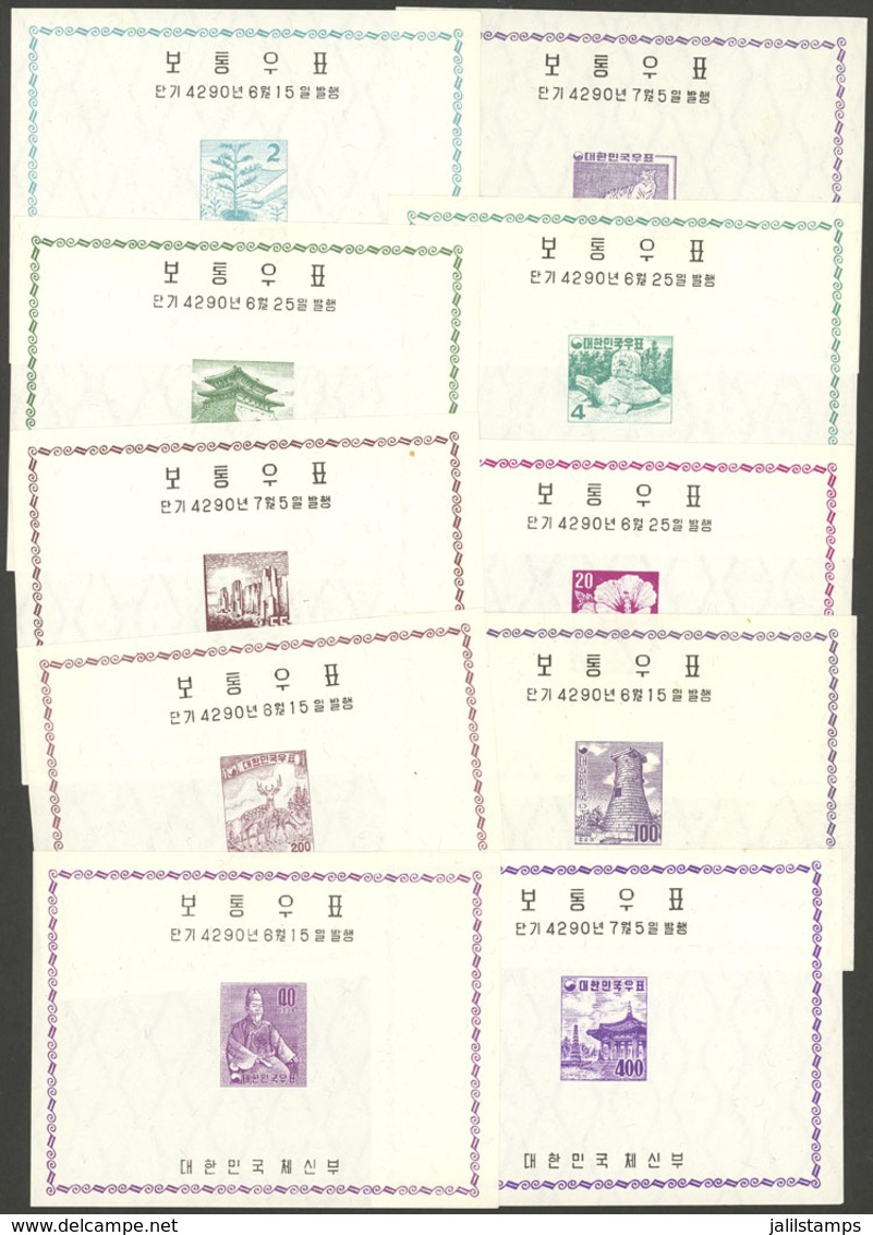 SOUTH KOREA: 10 Souvenir Sheets Issued In 1957, MNH, Very Fine Quality (one With A Tiny Stain Spot On The Gum, Not V - Korea (Süd-)