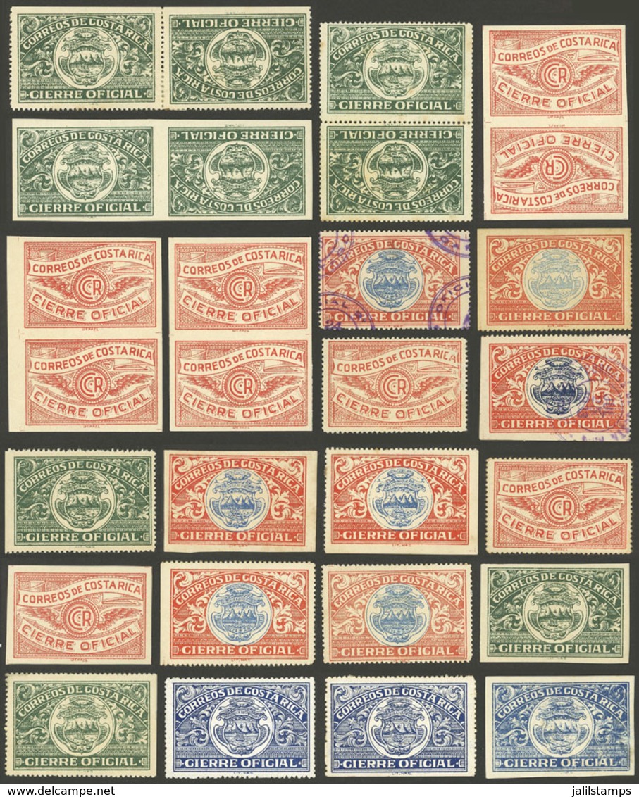 COSTA RICA: Interesting Group Of Postal Seals, Including Tete-beches And Imperforate Pairs, Few With Minor Faults, Mos - Costa Rica