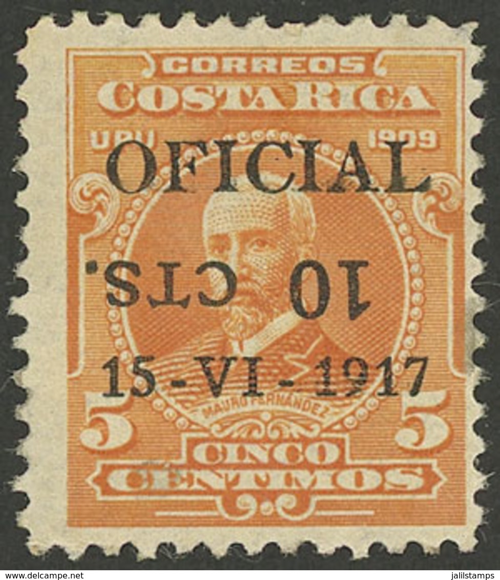 COSTA RICA: Sc.O59a, With INVERTED "10 Cts." Variety, Mint Without Gum, VF!" - Costa Rica