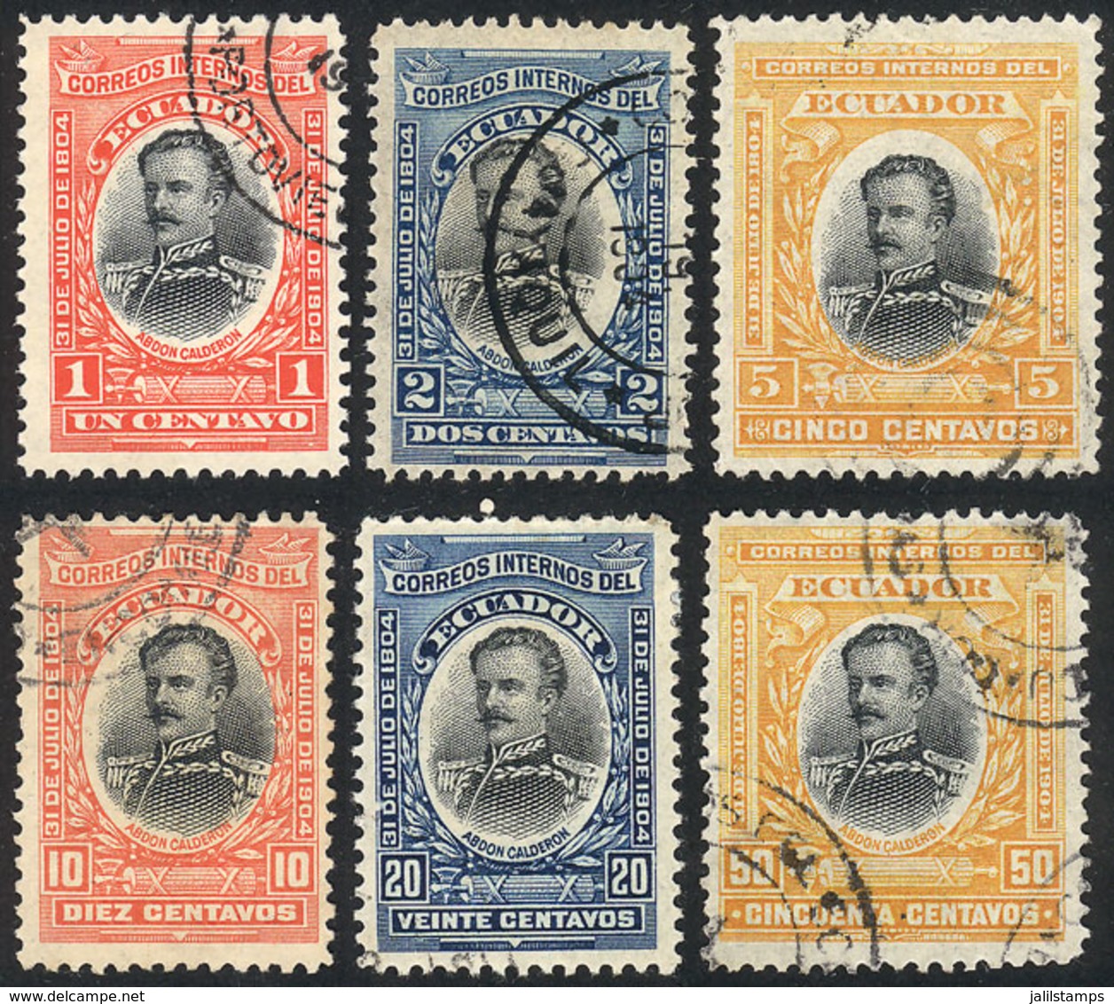 ECUADOR: Sc.160/165, 1904 Presidents, Cmpl. Set Of 6 Used Values, VF! - Equateur