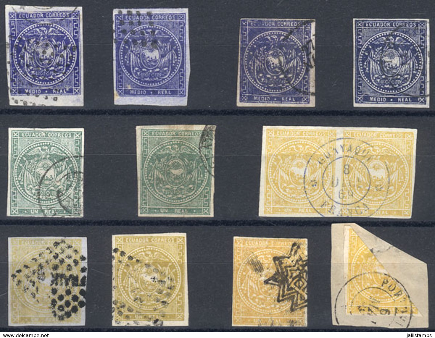 ECUADOR: Interesting Lot Of Classic Stamps, Including A Pair And A Bisect On Fragment, VF General Quality, - Equateur