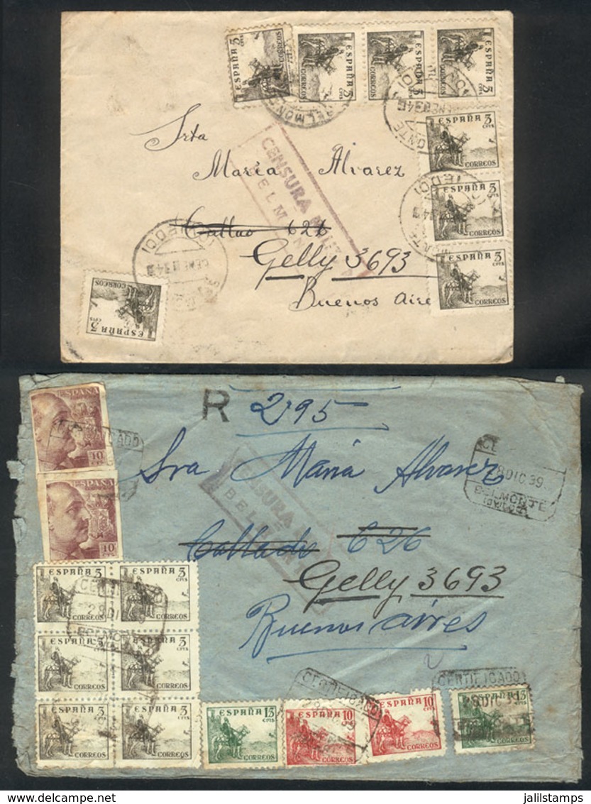 SPAIN: Cover Sent From BELMONTE To Argentina On 6/JA/1940, With Nice Postage Of 40c. And Military Censorship, A - Sonstige & Ohne Zuordnung