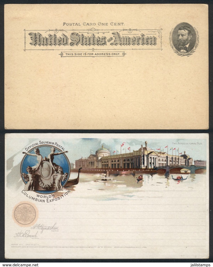 UNITED STATES: Official Postal Card Of The World's Columbian Exposition (view Of The Agricultural Building), Value 1 - Sonstige & Ohne Zuordnung