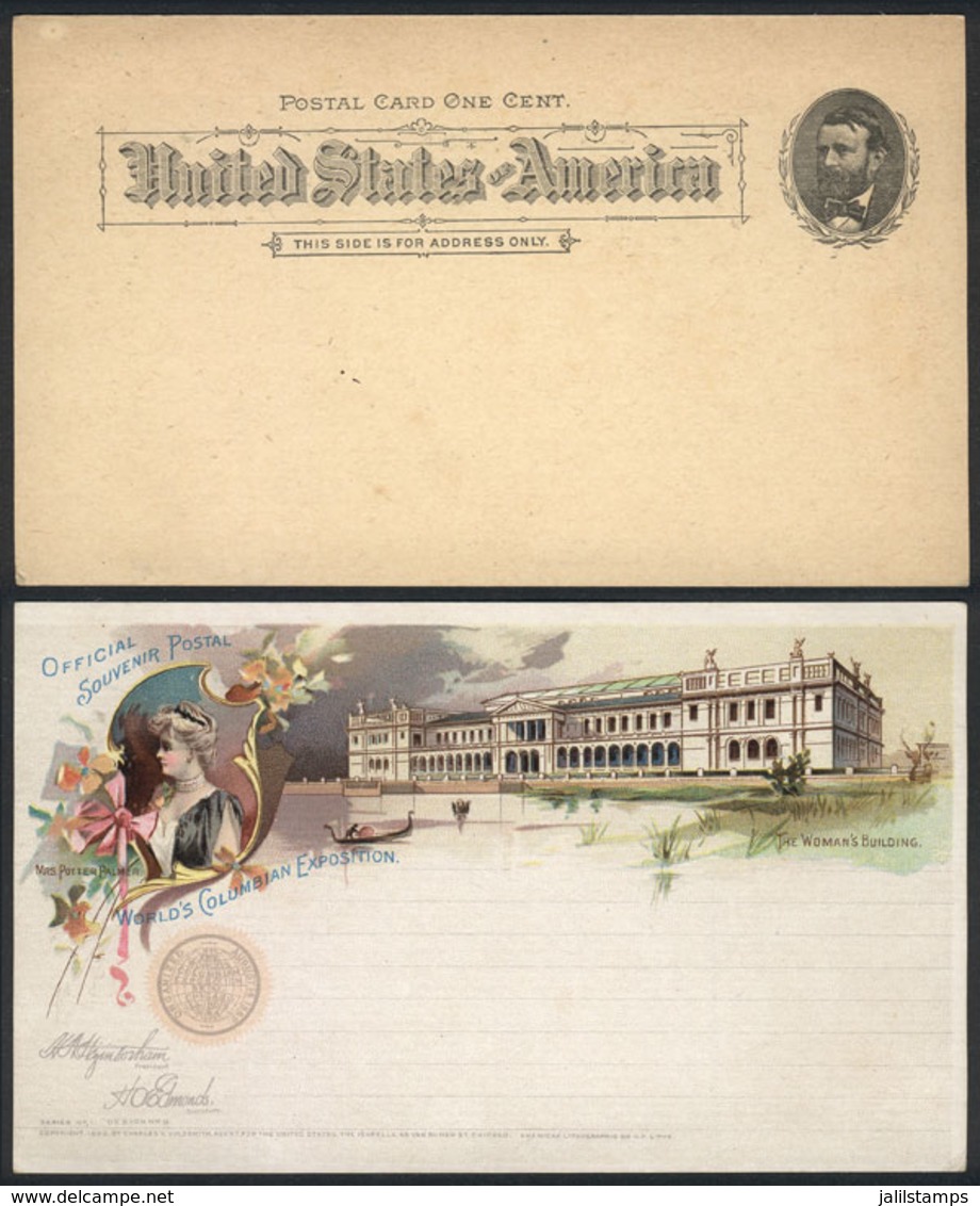 UNITED STATES: Official Postal Card Of The World's Columbian Exposition (view Woman's Building And Mrs. Potter Palme - Sonstige & Ohne Zuordnung