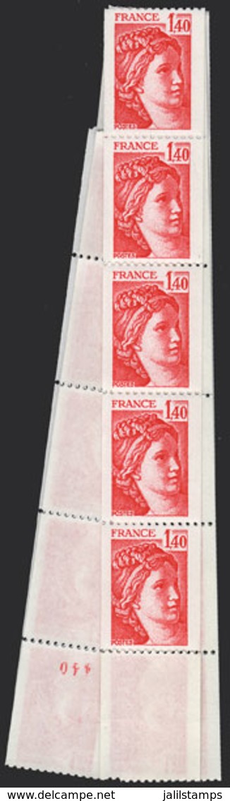FRANCE: Sc.1677, Strip Of 30 Stamps (3 With Red Numbers On Back), Excellent Quality, Catalog Value US$27+ - Altri & Non Classificati