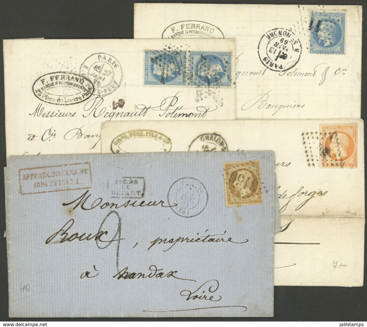 FRANCE: 4 Entire Letters Or Folded Covers Used Between 1883 And 1889, Fine Quality! - Otros & Sin Clasificación