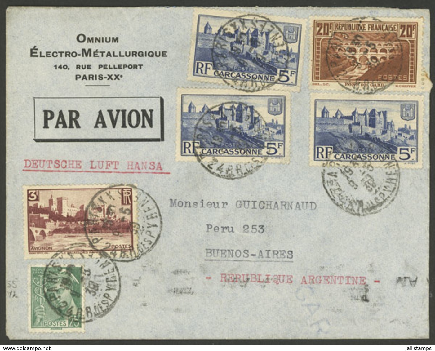 FRANCE: 9/MAY/1939 Paris - Buenos Aires, Airmail Cover Franked With 38.25Fr., VF Quality! - Autres & Non Classés