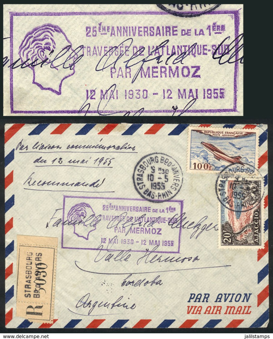 FRANCE: Airmail Cover Sent To Argentina On 10/MAY/1955 With Special Handstamp Commemorating The 25th Anniversary - Altri & Non Classificati